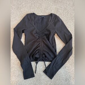 Abercrombie & Fitch Black Gathered Long Sleeve Top